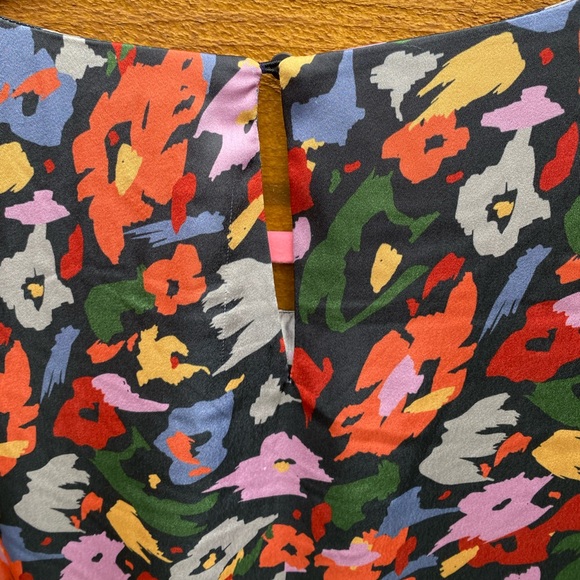 NWT-compania fantastica-Sz L-bright flower drop waist dress with double ruffle - Picture 3 of 5